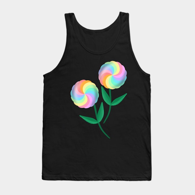 Twin lollipop flowers with colorful rainbow design Tank Top by Tipsukhon